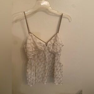 Stella McCartney Cream and Tan Spaghetti Strap Top